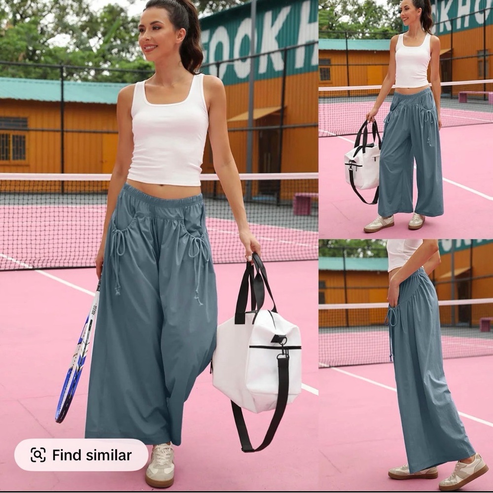 Gray Drawstring Pants - image 1
